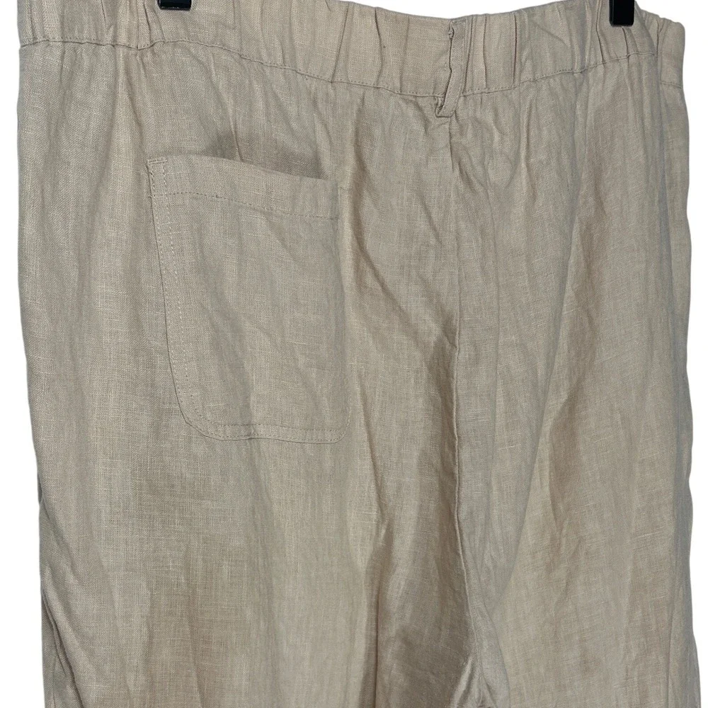 Quince Linen Minimal Elastic Waist Pocket Pants Beige Women's Size‎ XL